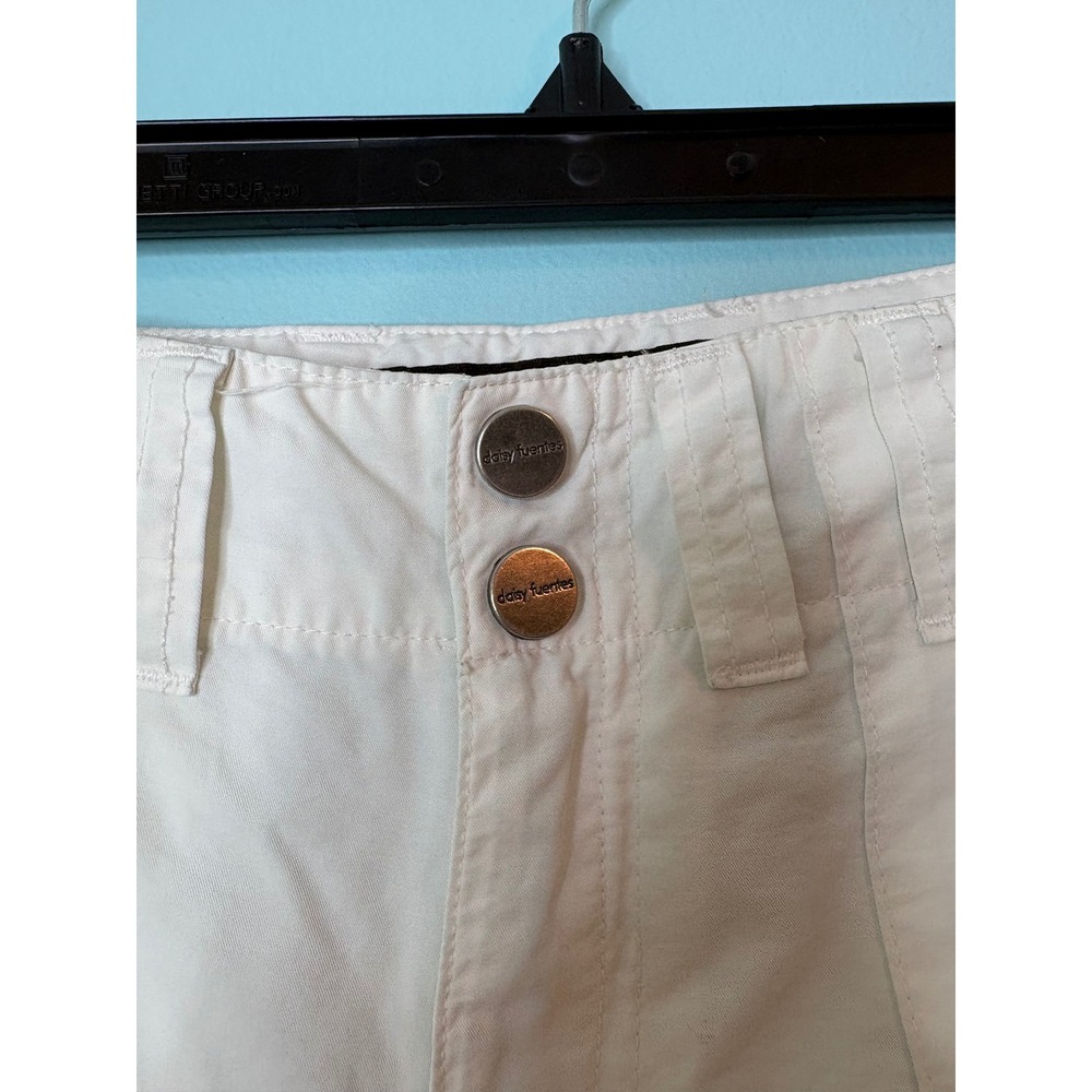Daisy Fuentes Y2K Cargo Capri Pants Utility Crop Off White Pastel Goth Festival - Picture 5 of 13